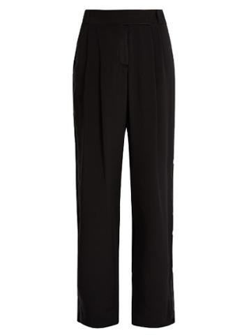 Serena Bute Velvet-back Silk Crepe De Chine Wide-leg Trousers