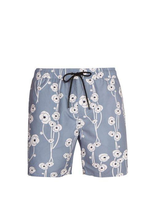 Matchesfashion.com Saturdays Nyc - Timothy Poppy Print Swim Shorts - Mens - Blue