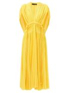Proenza Schouler - V-neck Pleated Jersey Dress - Womens - Yellow