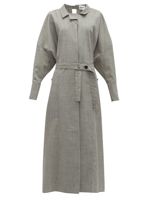 Matchesfashion.com Jil Sander - Lesley Wool Blend Maxi Shirt Dress - Womens - Light Grey