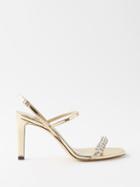 Jimmy Choo - Meira 85 Crystal And Mirrored-leather Sandals - Womens - Gold