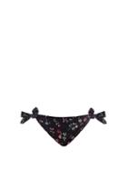 Matchesfashion.com Ganni - Floral Print Bow Embellished Bikini Briefs - Womens - Black