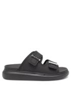 Matchesfashion.com Alexander Mcqueen - Hybrid Raised-sole Leather Slides - Womens - Black Silver