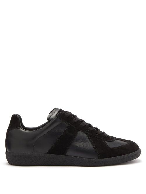 Maison Margiela - Replica Suede-panel Leather Trainers - Mens - Black