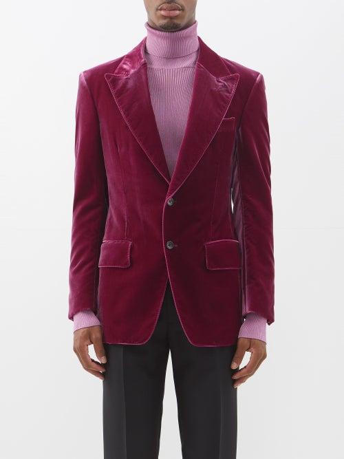 Tom Ford - Single-breasted Velvet Blazer - Mens - Pink