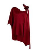 Matchesfashion.com Valentino - Asymmetric Ruffled Shoulder Top - Womens - Burgundy