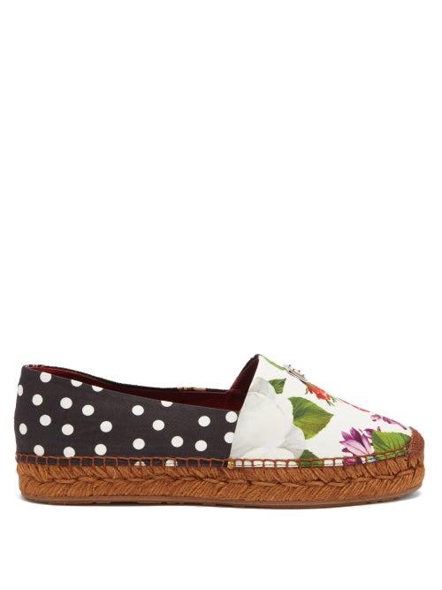 Matchesfashion.com Dolce & Gabbana - Logo-plaque Patchworked-fabric Espadrilles - Womens - Multi