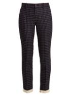 Matchesfashion.com Gucci - Geometric Embroidered Wool Twill Trousers - Womens - Navy