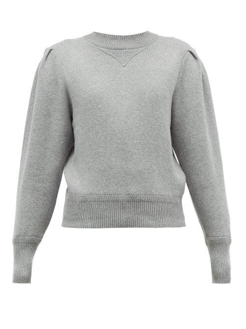 Matchesfashion.com Isabel Marant Toile - Kelaya Puff Sleeve Cotton Blend Sweater - Womens - Grey