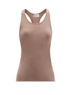 Ladies Rtw Saint Laurent - Scoop-neck Cotton-jersey Tank Top - Womens - Beige