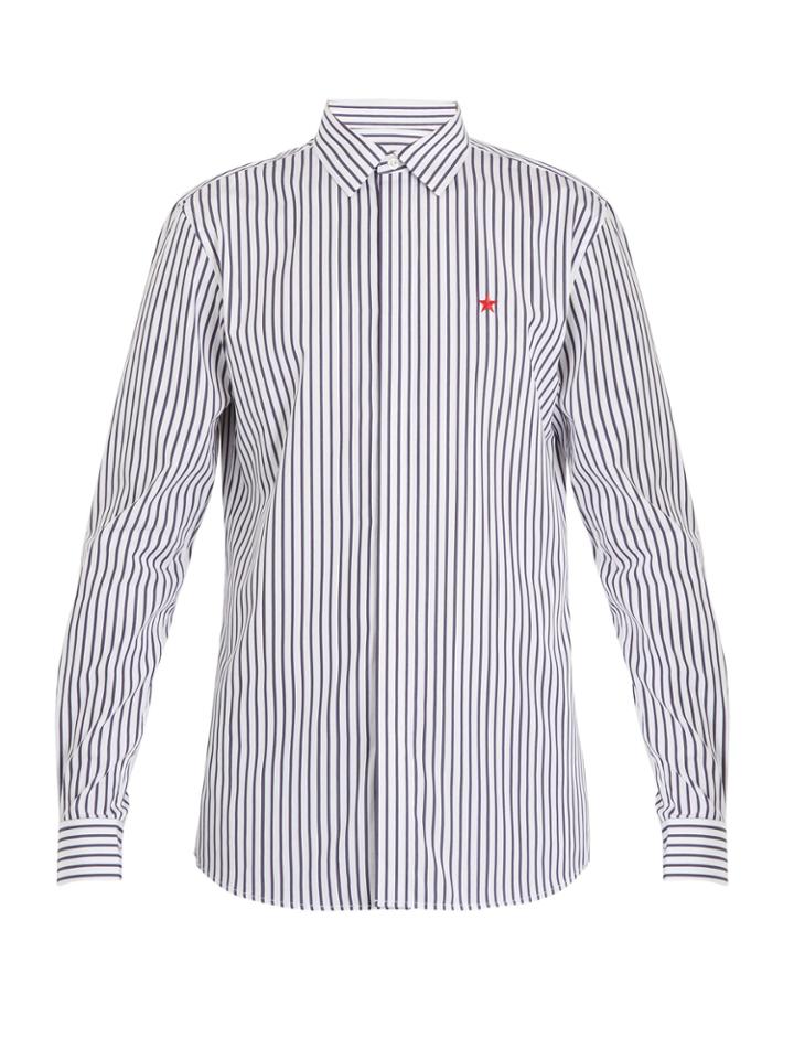Givenchy Star-embroidered Striped Cotton Shirt