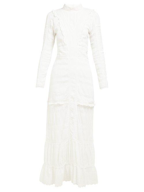 Matchesfashion.com Sir - Celie High Neck Cotton Voile Maxi Dress - Womens - Ivory
