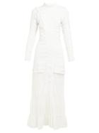 Matchesfashion.com Sir - Celie High Neck Cotton Voile Maxi Dress - Womens - Ivory