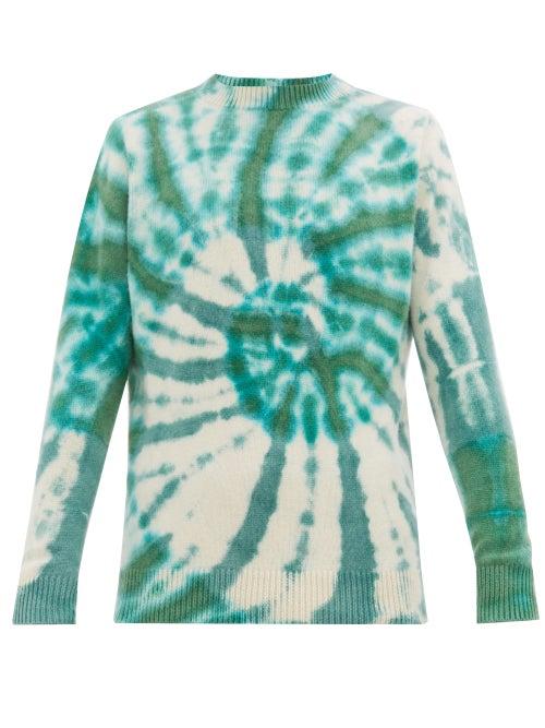 Matchesfashion.com The Elder Statesman - Lizard Tie Dye Cashmere Sweater - Mens - Green White