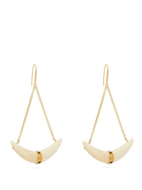 Matchesfashion.com Isabel Marant - Curved Horn Chain Drop Earrings - Womens - White