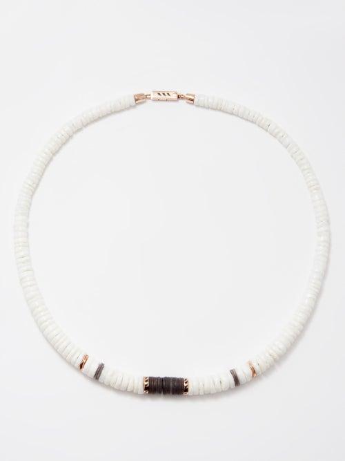 Dezso - Sharkfin-enamel 18kt Rose Gold Necklace - Womens - White