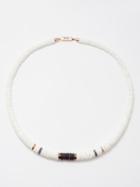 Dezso - Sharkfin-enamel 18kt Rose Gold Necklace - Womens - White