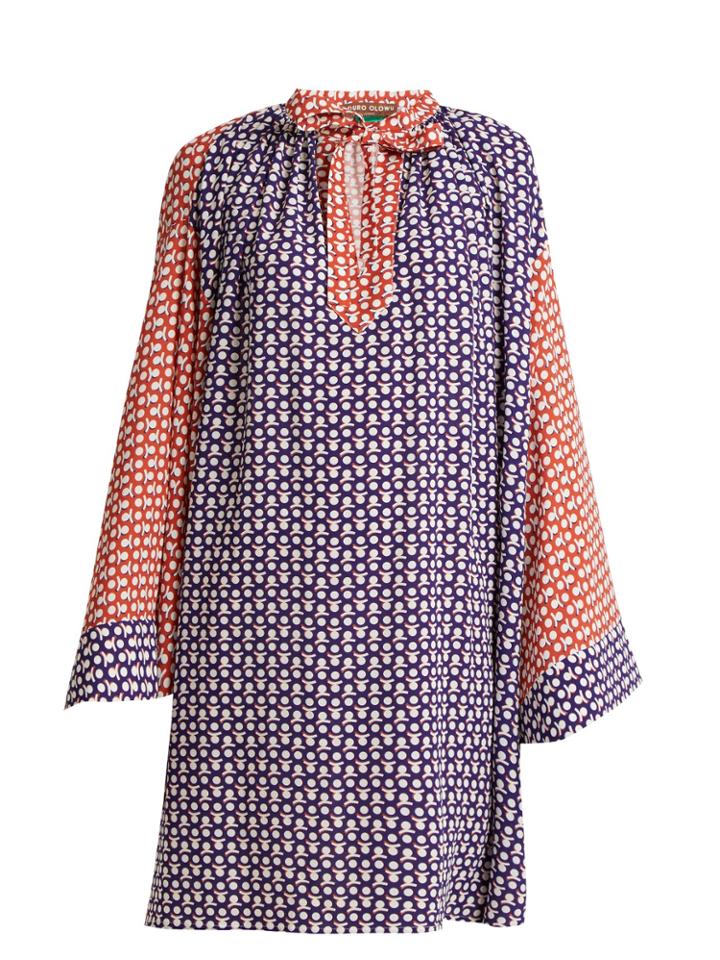Duro Olowu Dot-print Tie-neck Crepe Dress