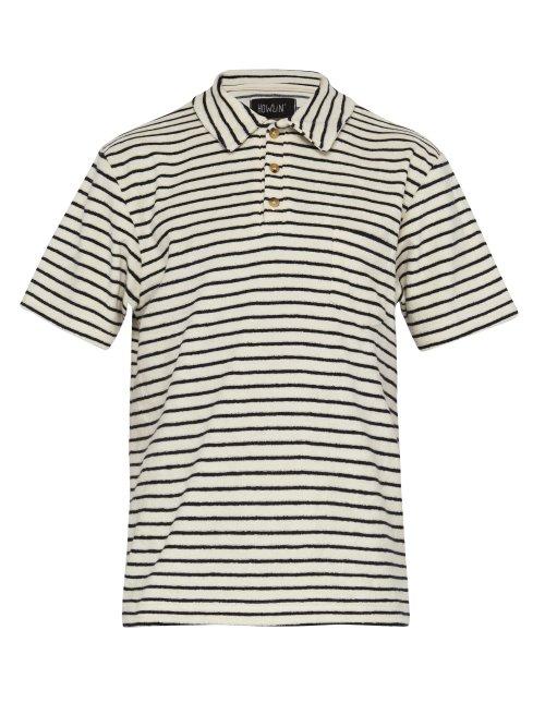 Matchesfashion.com Howlin' - Six Blade Knife Striped Terry Towelling Polo Shirt - Mens - White Navy