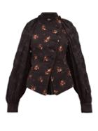 Matchesfashion.com Ann Demeulemeester - Panelled Cotton Blend Floral Jacquard Jacket - Womens - Black Multi