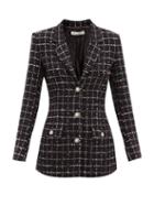 Matchesfashion.com Alessandra Rich - Check Cotton-blend Boucl Jacket - Womens - Black Blue