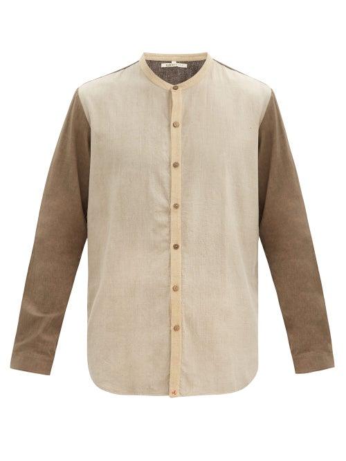 Matchesfashion.com 11.11 / Eleven Eleven - Stand-collar Colour-block Cotton Shirt - Mens - Beige Multi