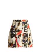 Matchesfashion.com Burberry - Graffiti Archive Print Silk Blend Mini Skirt - Womens - Multi