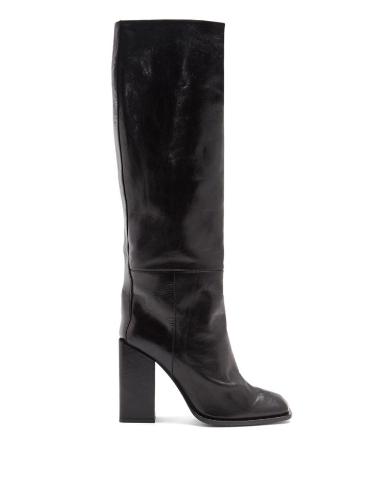 Saint Laurent Jodie Square-toe Leather Over-the-knee Boots