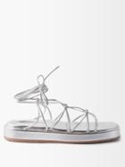 Gianvito Rossi - Minas Laced Leather Flatform Sandals - Womens - Silver