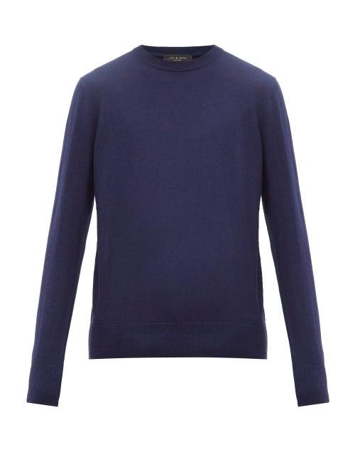 Matchesfashion.com Rag & Bone - Barrow Cotton Blend Sweater - Mens - Navy