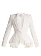 Matchesfashion.com Alexander Mcqueen - Waterfall Peplum Crepe Blazer - Womens - Ivory