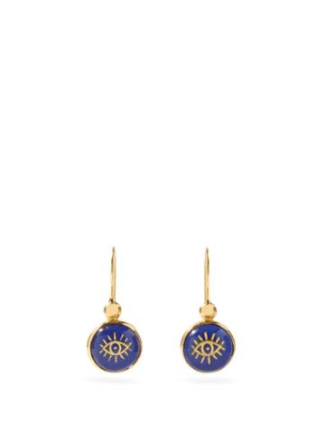 Matchesfashion.com Katerina Makriyianni - Evil Eye Lapis-lazuli & Gold-plated Earrings - Womens - Navy