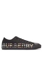 Matchesfashion.com Burberry - Larkhall Vintage Check Logo Print Canvas Trainers - Mens - Black