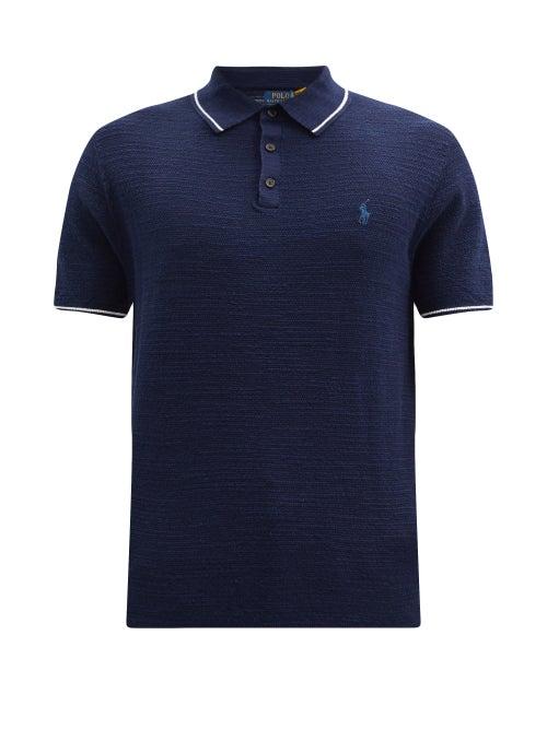 Matchesfashion.com Polo Ralph Lauren - Logo-embroidered Knitted Cotton-blend Polo Shirt - Mens - Navy