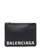 Matchesfashion.com Balenciaga - Logo Print Grained Leather Pouch - Mens - Black