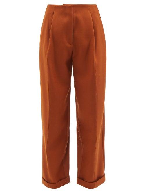 Roksanda - Azurea Wool-twill Straight-leg Trousers - Womens - Brown