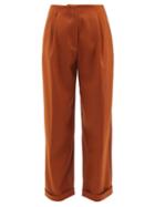 Roksanda - Azurea Wool-twill Straight-leg Trousers - Womens - Brown