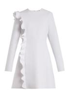 Matchesfashion.com Msgm - Asymmetric Ruffle Crepe Dress - Womens - White