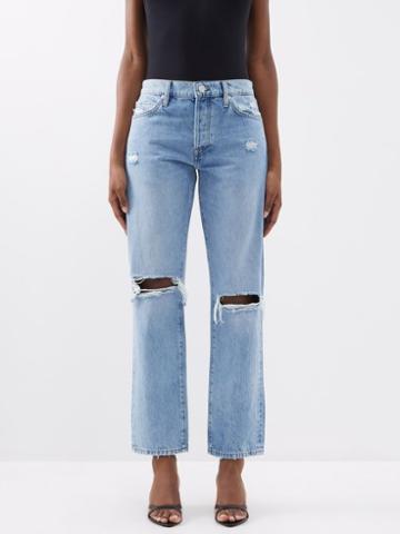 Frame - Le Slouch Distressed Jeans - Womens - Light Denim
