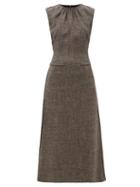 Matchesfashion.com Carl Kapp - Crested Sleeveless Wool Blend Tweed Midi Dress - Womens - Brown Multi
