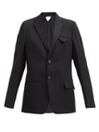 Matchesfashion.com Bottega Veneta - Single-breasted Grain-de-poudre Wool Jacket - Womens - Black
