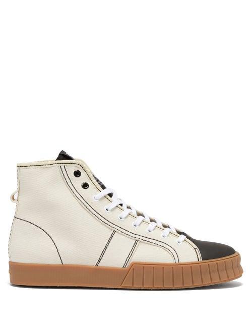 Matchesfashion.com Primury - Divid Hi Recycled Cotton-canvas Trainers - Mens - White Multi