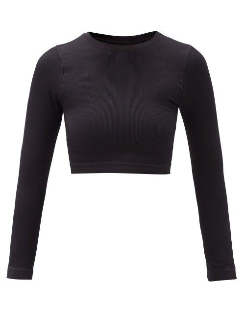 Matchesfashion.com Prism - Evoke Ribbed Stretch-jersey Cropped Top - Womens - Black