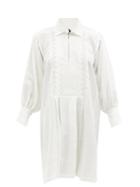Ladies Beachwear Les Vacances D'irina - Ancestral Sailor-collar Linen Mini Dress - Womens - White