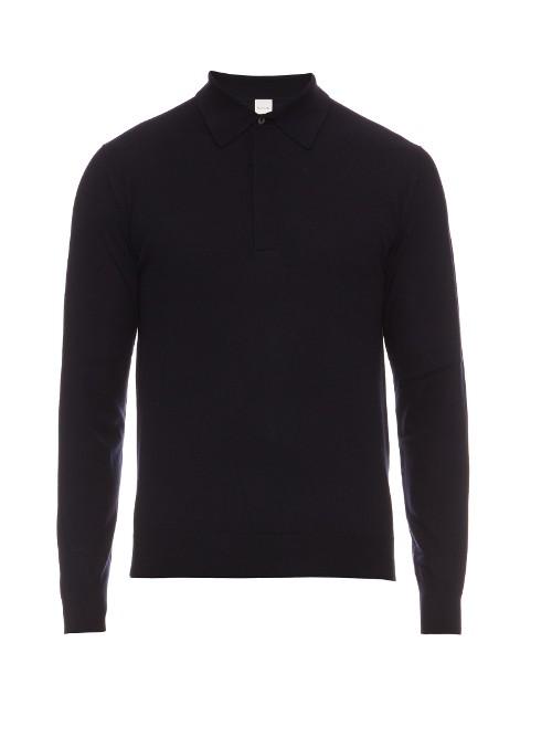 Paul Smith Long-sleeved Wool Polo Shirt