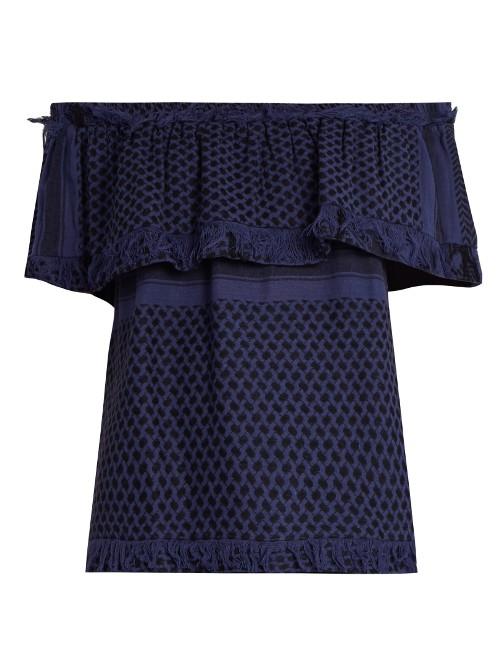 Cecilie Copenhagen Off-the-shoulder Ruffled Cotton Top