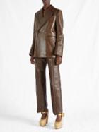 Bottega Veneta - Double-breasted Leather Jacket - Womens - Dark Brown
