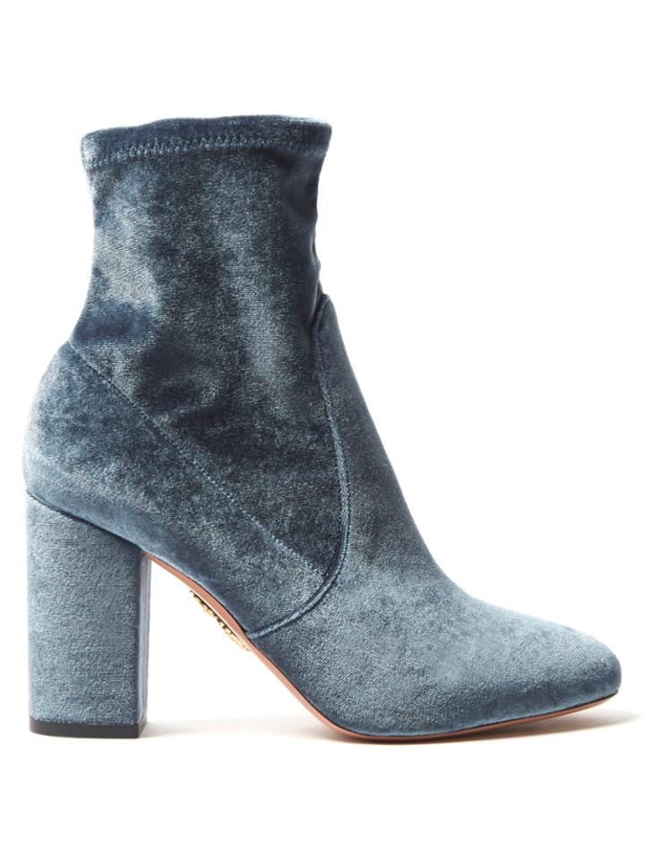 Aquazzura So Me 90 Velvet Ankle Boots