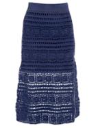 Matchesfashion.com Staud - Marlin Cotton Crochet Midi Skirt - Womens - Navy