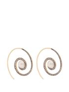 Noor Fares Spiral Moon 18kt Gold, Diamond & Pearl Earrings